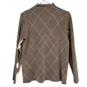 Tahari Brown Cream Tan Mockneck Sweater